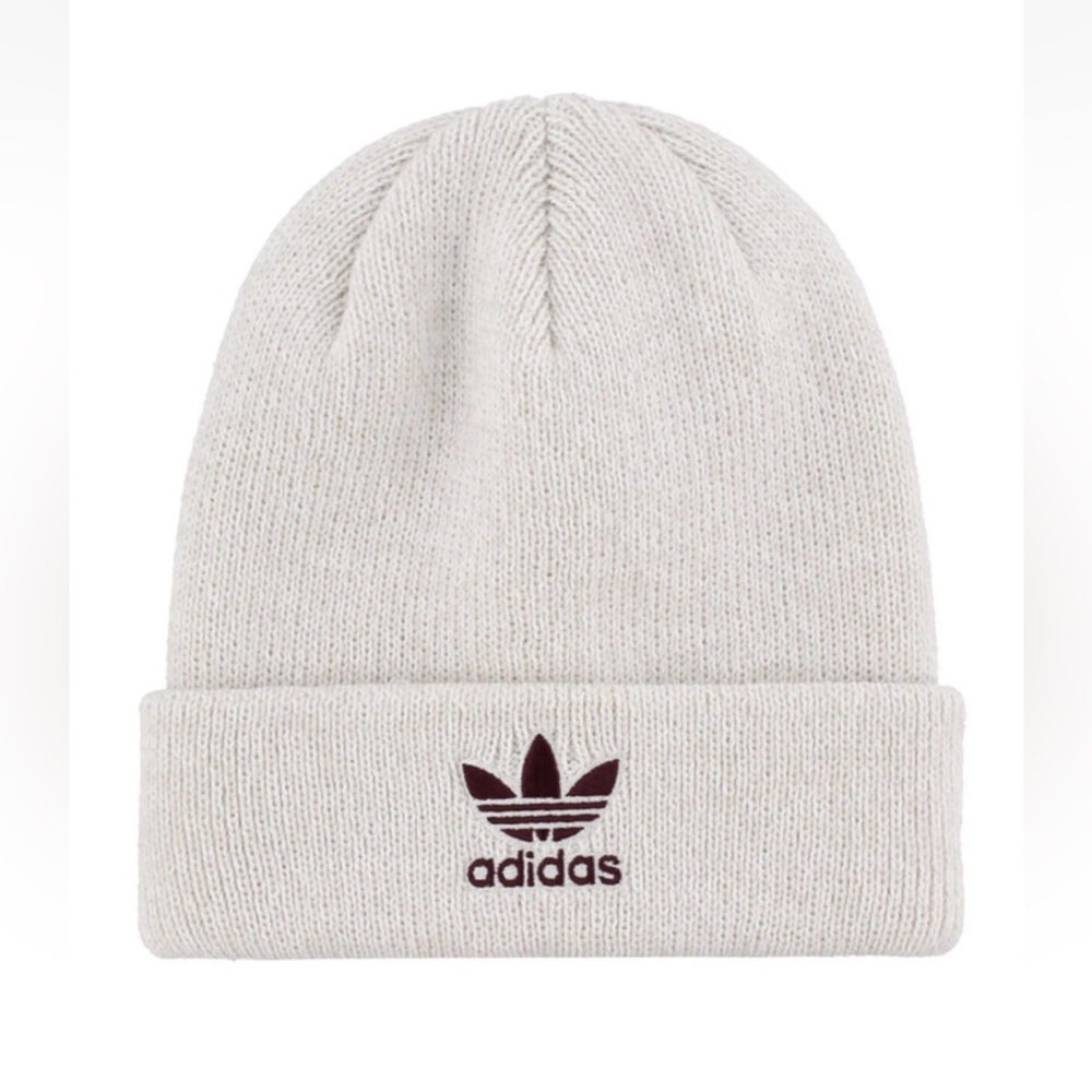 Adidas Cream Maroon Beanie Winter Hat